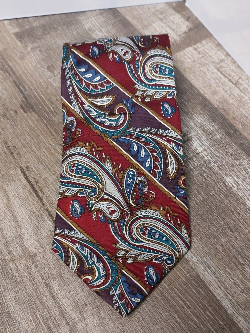 Givenchy Red Paisley Men's Tie with Blue and Gold Accents